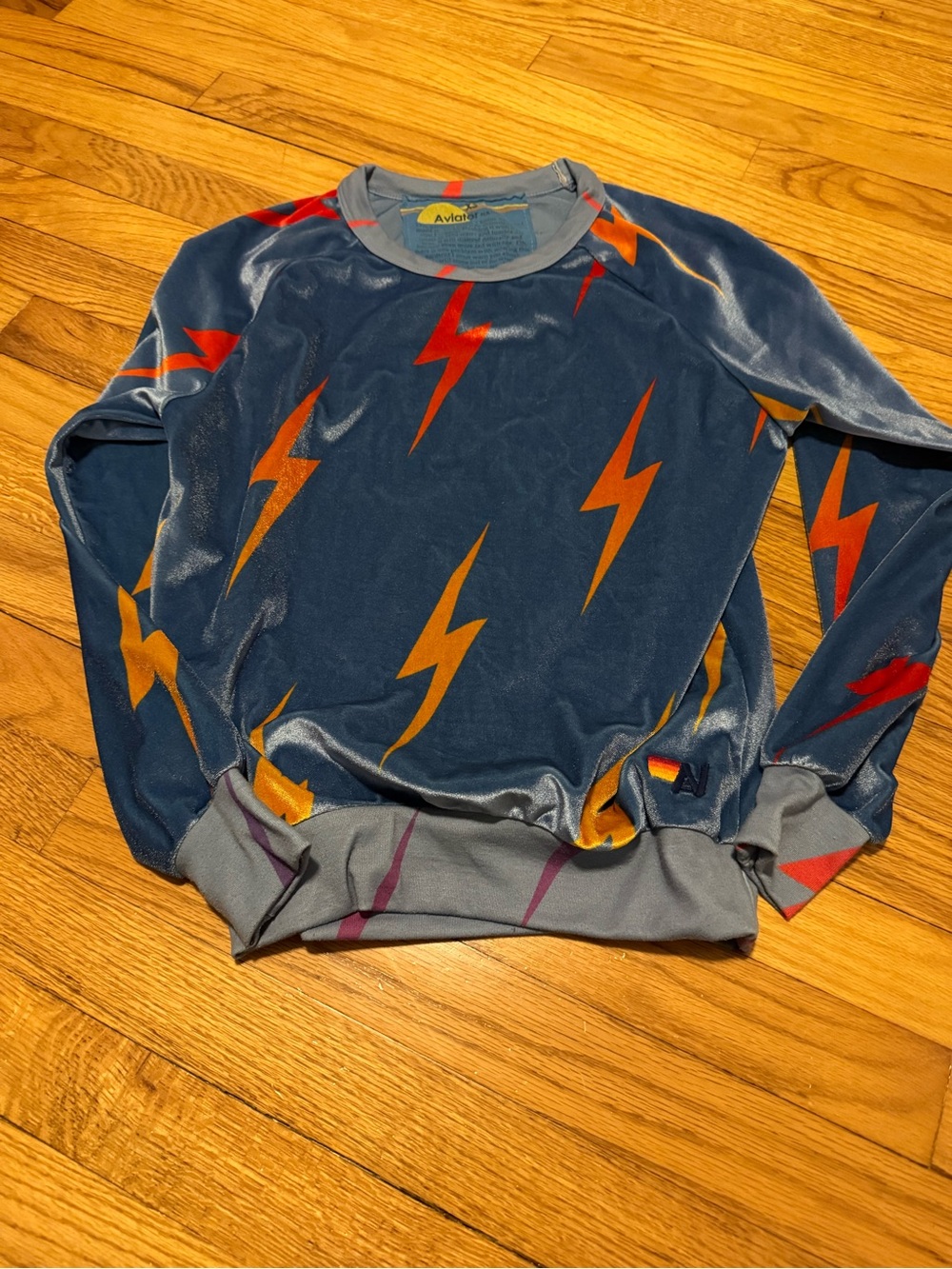 Aviator Nation Blue Crewneck with Yellow Sun Graphic